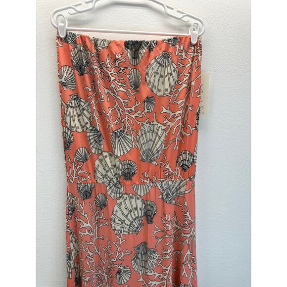 NWT Boston Proper Strapless Maxi Dress Coral Shells Blouson Large - Picture 4 of 12